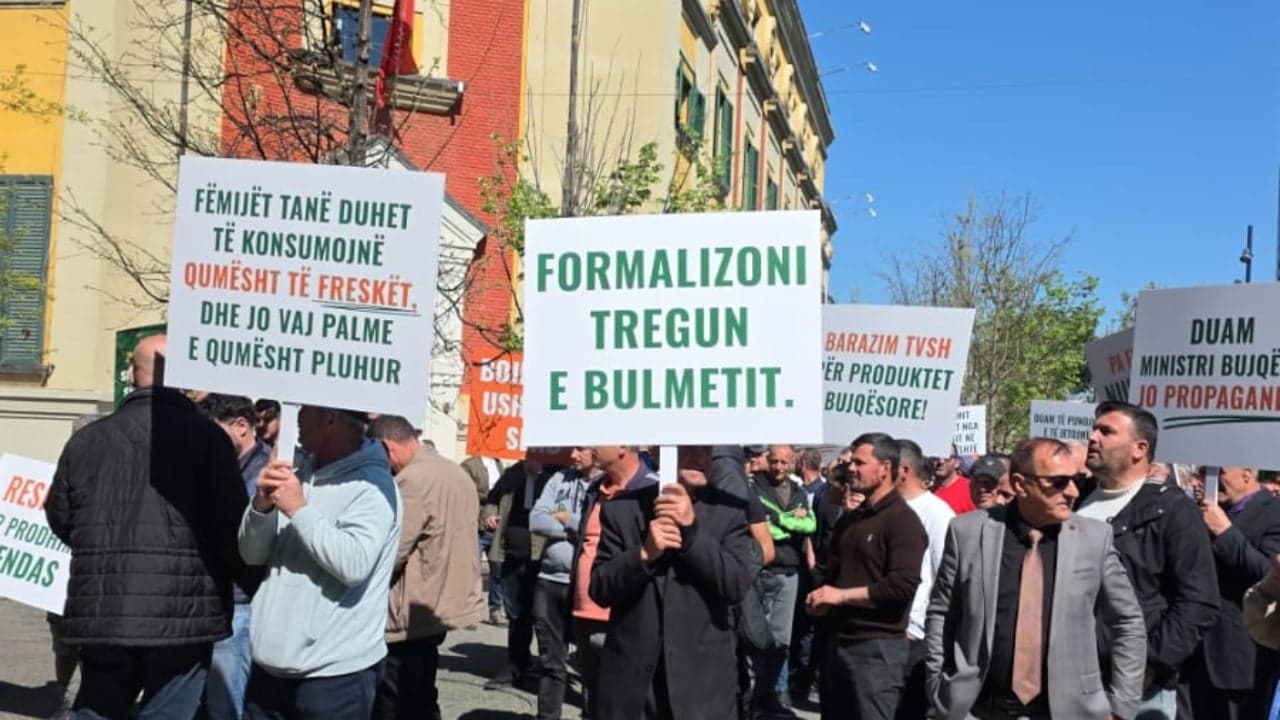 “Kërkojmë mbështetje të prodhimit vendas”/ Heqja e subvencionit të naftës, blegtorët në protestë përpara Ministrisë së Bujqësisë